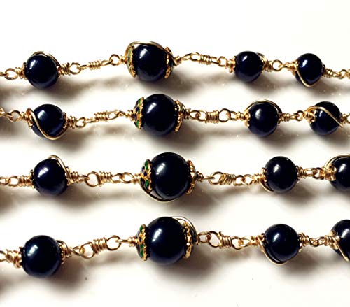 elegantmedical HANDMADE ROSARY Wire Wrapped AAA+ Black Real Pearl Bead Catholic Necklace jesus Cross Gift Box