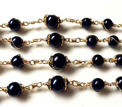 elegantmedical HANDMADE ROSARY Wire Wrapped AAA+ Black Real Pearl Bead Catholic Necklace jesus Cross Gift Box