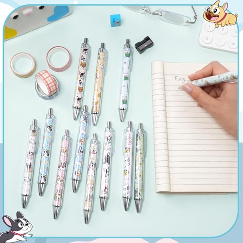 Dispowreath 12 Pcs French Bulldog Ballpoint Pens Gifts Retractable 1.0mm - style: French Bulldog