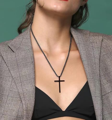 Cross Necklace for Men Christmas Gift Cross Pendant Strength Bible Verse Stainless Steel Necklaces - style: BE STRONG BE BRAVE BE FEARLESS YOU ARE NEVER ALONE