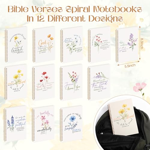 Supervitae 12 Pack Bible Verse Notebooks for Women Christian,Blessed - style: Blessed