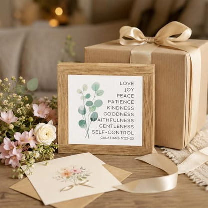 Home Wooden Sign, Fruit Of The Spirit Galatians 5:22-23, Christian Tabletop Decor, Living Room Shelf Accent, Housewarming Gift, Holiday Gift, 5.9 x 5.9 in - color: Religion Sign 03