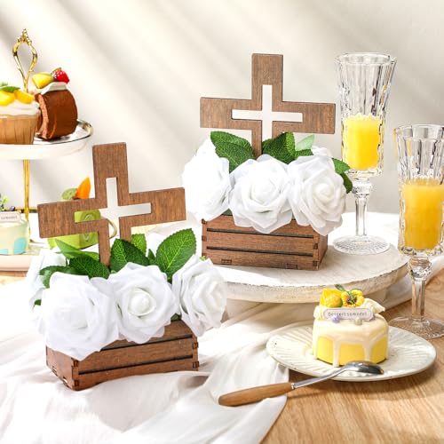 Amyhill 123 Pcs Baptism Centerpieces Decor for Tables, White