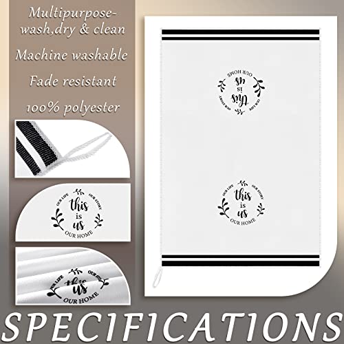 Honoson 4 Pack Black Stripe Kitchen Towels with Home Sweet Home Print - color: White, style: Stripe Style