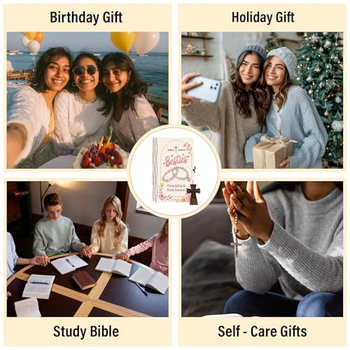 Personalized Bible Verse Box for Best Friends, 150 Color-Coded Scripture Cards, Custom Name with Keychain, Christian Friendship Gift for Women, Daily Encouragement Keepsake, Graduation Gifts - color: Besties