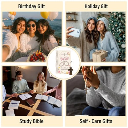 Personalized Bible Verse Box for Best Friends, 150 Color-Coded Scripture Cards, Custom Name with Keychain, Christian Friendship Gift for Women, Daily Encouragement Keepsake, Graduation Gifts - color: Besties