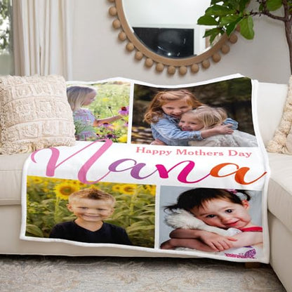 inkArts Custom Blanket with Photo, Personalized Blanket, Customized Photo Blankets, Customizable Picture Blankets, Personalized Photo Gifts for Kid Baby Girl Boy Pet - color: 4 Photos