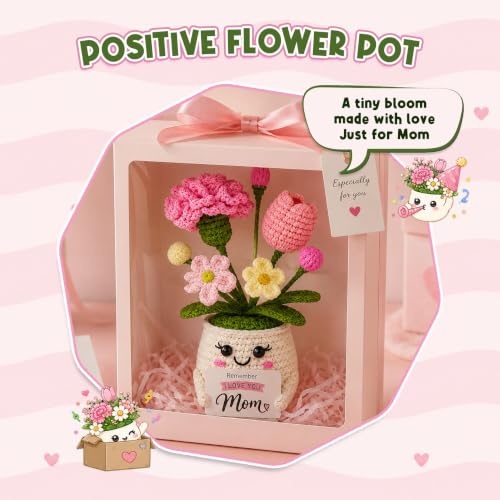 Cute Crochet Flower Gifts for Mom, Remember I Love You Mom Birthday Gifts - color: Mom
