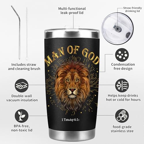 CRASHOT Christian Gifts for Men, Travel Tumbler Religious Gift Set