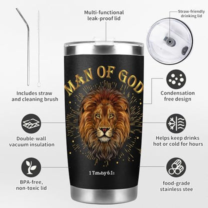 CRASHOT Christian Gifts for Men, Travel Tumbler Religious Gift Set