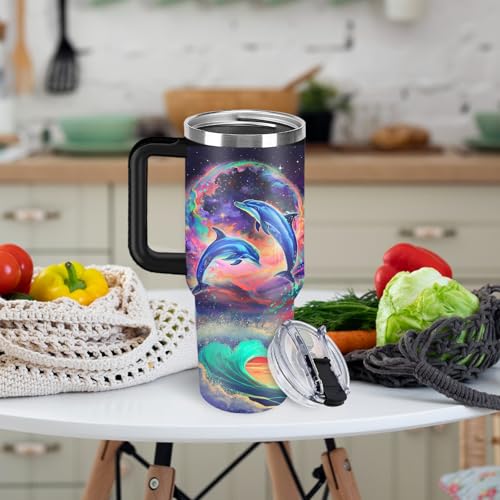 Christian Gifts for Women 40oz Tumbler - Insulated Travel Mug with Handle (Dolphin, 40 Ounces) - color: Dolphin