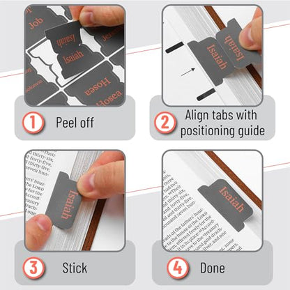 Mr. Pen- Laminated Bible Tabs, 75 pcs, Easy-to-Read & Apply - color: Cool Gray