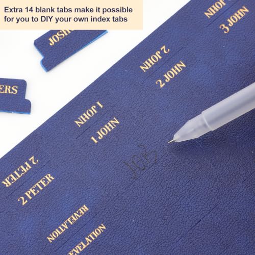 Leather Bible Tabs, Bible Tabs for Women and Men(Gold Foil Lettering) Large Print Stickers, Easy to Read and Apply, 66 Chapters & 14 Blank Labels for Easy Navigation, Bible Study Supplies(Blue) - style: Leather Blue