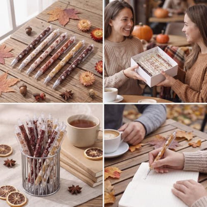 Jetec 120 Pcs Fall Ballpoint Pens Bulk Autumn Thanksgiving Party Supplies - style: Autumn