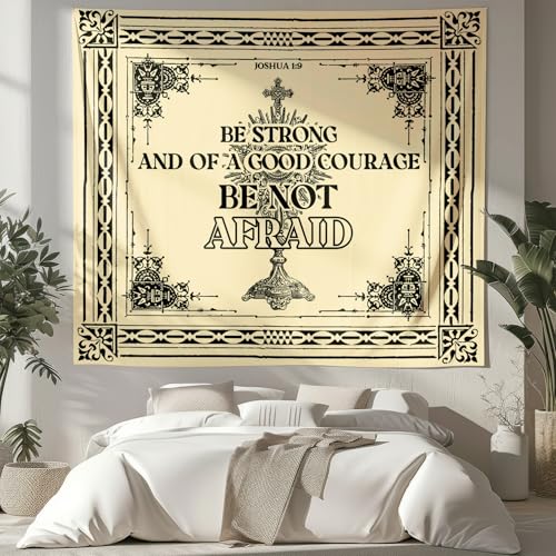 NIPINUS Christian Wall Tapestry with Bible Verses - Joshua 1:9,Large tapestry wall hanging,Retro Motivational Flags Tapestry for Bedroom, Dorm, Living Room Decor Wall Art, 50×60 inches - color: Joshua 1:9