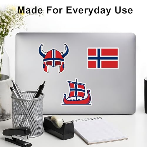Norway Flag Sticker, Flag Stickers for Cars with Viking Ship Helmet Design - color: Norway Flag Sticker