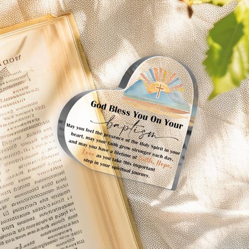 Baptism Gifts for Newborn, Girl Boys First Communion Gift, Religious Christening Confirmation Inspirational Sign, Birthday Holy Communion Keepsake for Granddaughter Grandson - style: Baptism Sign 032