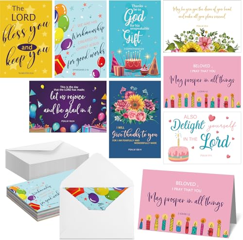 Zhanmai 24 Pcs Religious Birthday Cards Bulk with Scripture Bible Verse Assorted Christian Blessings Birthday Greeting Cards 4 x 6 Inch Inspirational Cards with Envelopes(Classic Style) - style: Traditional