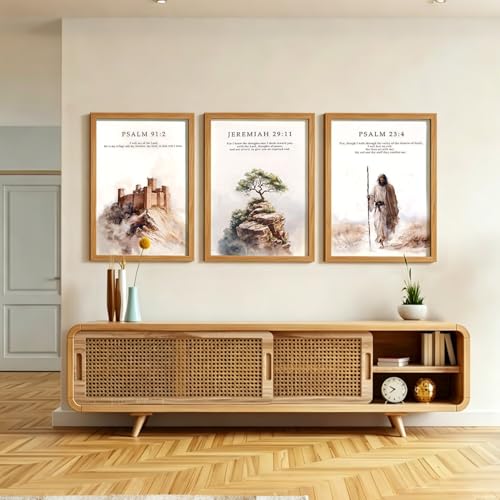 HCJWCXD 3Pcs Framed Christian Wall Art Bible Verse Canvas Prints 12x16Inch - color: Bible Verses Wood Framed, size: 12x16 Inches