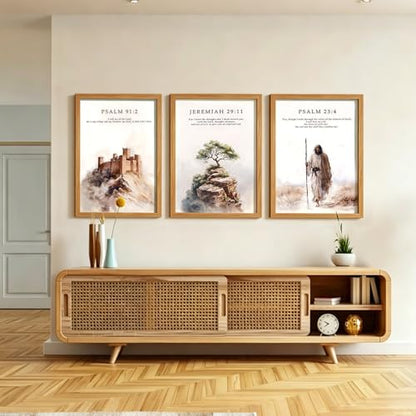 HCJWCXD 3Pcs Framed Christian Wall Art Bible Verse Canvas Prints 12x16Inch - color: Bible Verses Wood Framed, size: 12x16 Inches