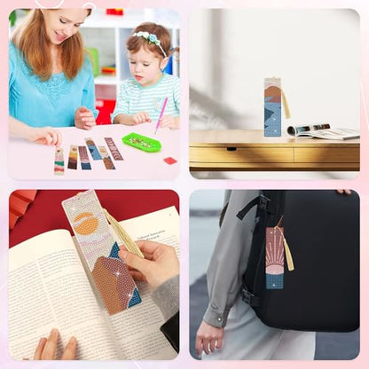 Boho Diamond Art Bookmarks Kit - DIY Diamond Painting Bookmarks with Sun and Moon Mountain Painting Kits for Making Beginner Kids Adults - color: Boho