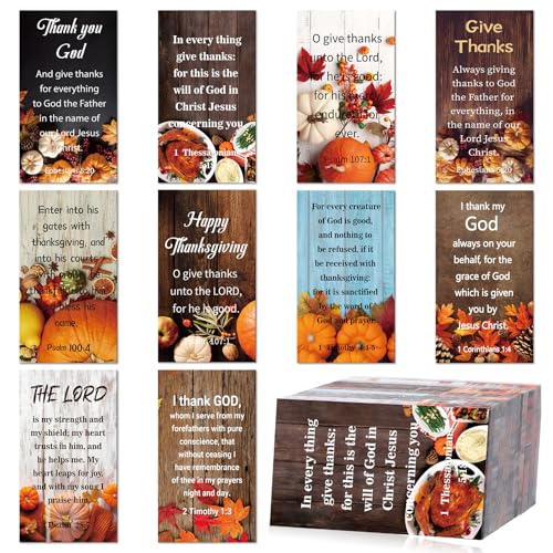 200 Pcs Fall Thanksgiving Scripture Cards Bible Verse Prayer Card - style: Fall