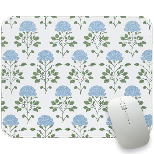 Hydrangea Mouse Pad, Moss Blue Flroal Small Mousepad 10x8 - color: Blue Flroal Hydrangea, size: 10.2L x 8.2W inches