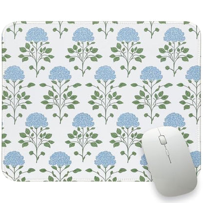 Hydrangea Mouse Pad, Moss Blue Flroal Small Mousepad 10x8 - color: Blue Flroal Hydrangea, size: 10.2L x 8.2W inches