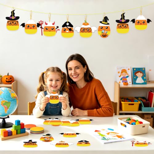 PAIVSUN 24Pcs Halloween Craft Kit for Kids, DIY Candy Corn Stickers (Cute) - style: Candy Corn Cute