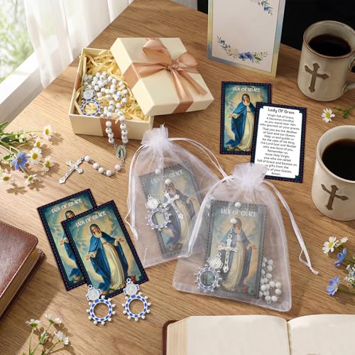40 Pcs Catholic Gifts Prayer Card Rosary Beads Necklace, Virgin Mary - style: Virgin Mary