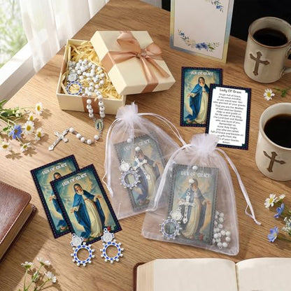 40 Pcs Catholic Gifts Prayer Card Rosary Beads Necklace, Virgin Mary - style: Virgin Mary