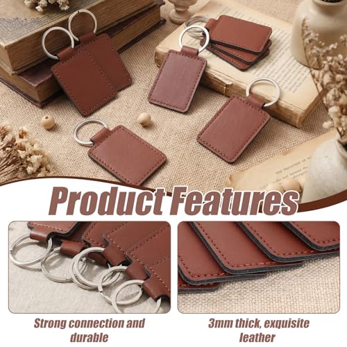 Elegaperma 15pcs Leather Keychain Blanks,Leather Keychains for Engraving