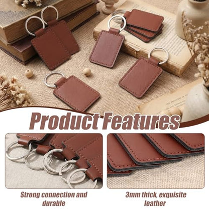 Elegaperma 15pcs Leather Keychain Blanks,Leather Keychains for Engraving