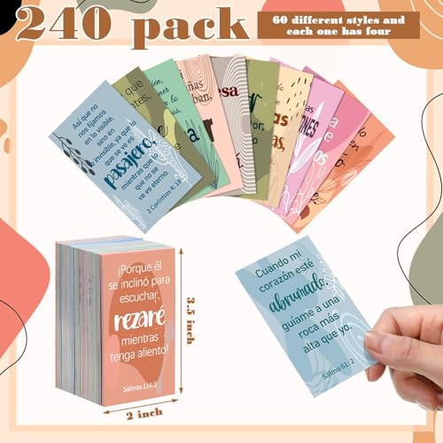 240 Pcs Spanish Bible Verse Cards Greeting Christian,Boho - style: Boho