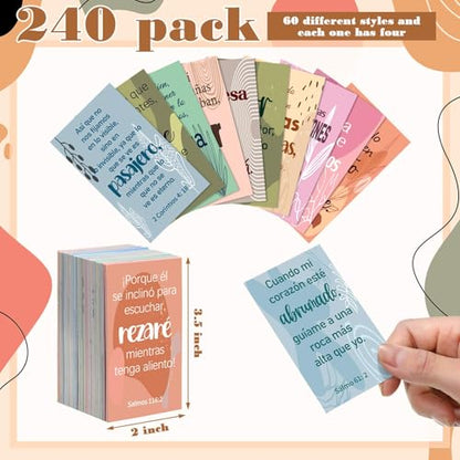 240 Pcs Spanish Bible Verse Cards Greeting Christian,Boho - style: Boho