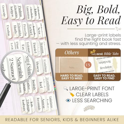 90 Christian Bible Tabs for Women, Men, and Kids - White Floral - color: White Floral