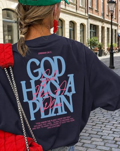 KUYIGO Men's Christian Faith Graphic T Shirt Scripture Crewneck Tee - color: Navy, size: Small