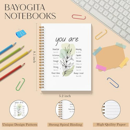 Motivational Christian Notebook - Bible Verse Journal, Christian Gifts Journals, Inspirational Christian Spiral Notebook, Inspirational Christian Gifts, Gifts for Employees, 5.5x8.3 Inches - color: U Are