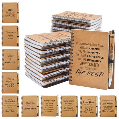 20 Pcs Employee Appreciation Gifts Bulk - 10 Sets of Inspirational Spiral Notebooks with Motivational Pens, Small Notepads for Coworkers,Office, Staff, Team, Volunteer, Nurse, Teachers, Thank You Gift