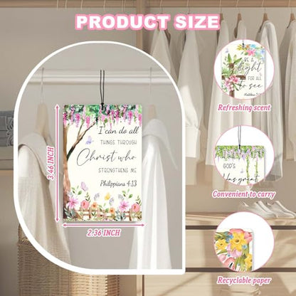 4 Pcs Christian Car Air Fresheners,Floral Bible Verse Car Accessories - color: garden