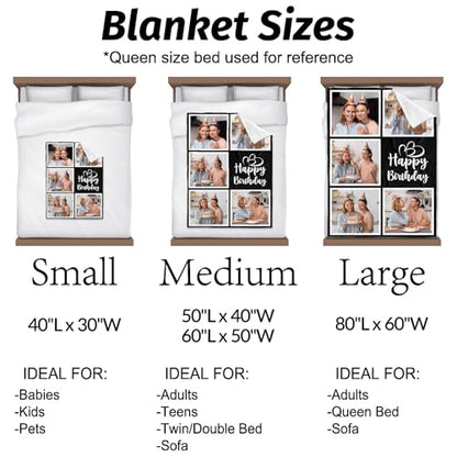 inkArts Personalized Birthday Gifts for Women, Custom Blankets with Photos, Personalized Blanket with Photos & Text, Personalized Photo Blankets - color: 5 Photo-2