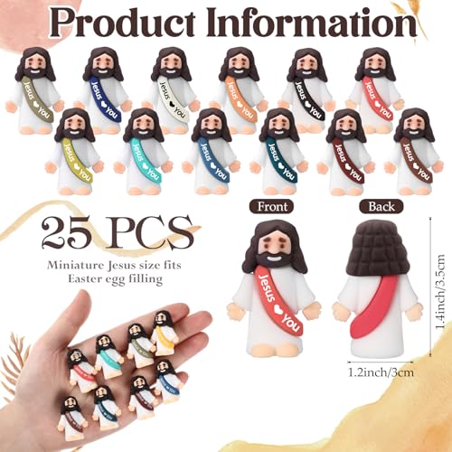 Bememo 25 Pcs Mini Jesus Figures Little Jesus Figurines,Christian Colors - color: Christian Colors