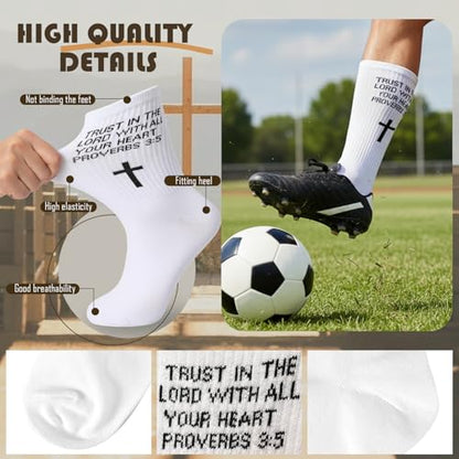 3 Pairs Christian Socks,Gifts for Christian: Easter Christmas - color: Proverbs 3:5 - White