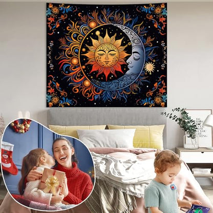 Apdidl Sun and Moon Boho Tapestry, Hippie Mandala Tapestries Wall Hanging - color: D-Boho Sun Tapestry, size: 79"L x 60"W