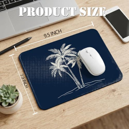 Navy Palm Tree Mouse Pad Tropical Coastal Desk Pad 9.5x7.9 Inch - color: Navy Palm