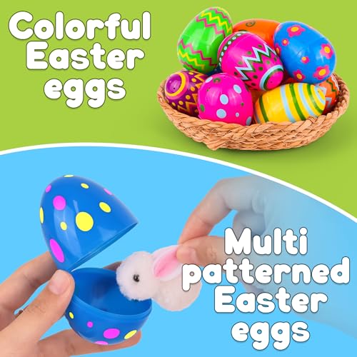 60 PCS 3.1" Plastic Printed Easter Eggs Bulk, Bright Colorful Fillable Empty Easter Eggs Bulks for Egg Hunt, Kids Easter Basket Stuffers Fillers Classroom Prizes Rewards Party Favors for Boys Girls - style: 60 PCS 3.1" Printed Easter Eggs
