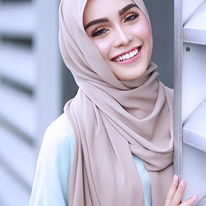LMVERNA Solid Color Bubble Chiffon Scarf for Women Fashion Soft Hijab Long Scarfs Wrap Scarves - color: Light Khaki