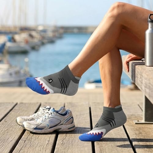Gone For a Run Motivational Ankle Running Socks - Affirmation Runners Gifts - color: Shark Attack (Gray)