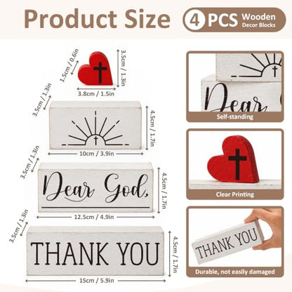 Christian Dear God Thank You Gifts Religious Farmhouse Table Decor for Home