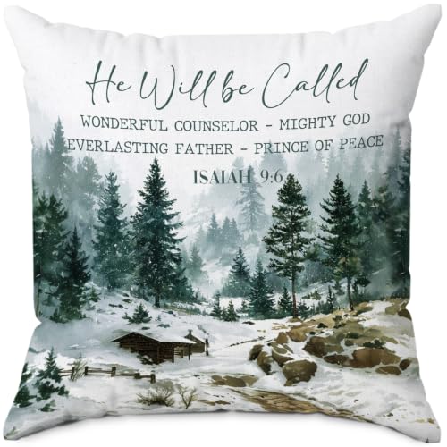 Winter Forest Christian Throw Pillow Covers 18x18 - color: Christian